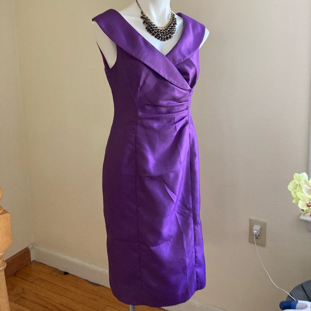 EVAN PICONE Purple Sleeveless Faux Wrap Cocktail Dress Sz. 8 - Picture 4 of 15